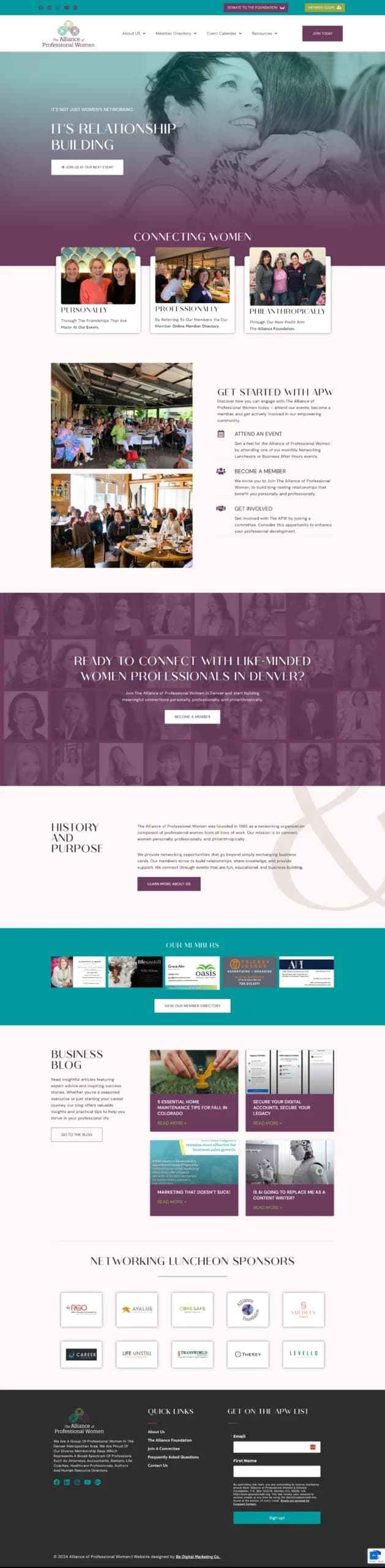 Alliance of Professional Women website design