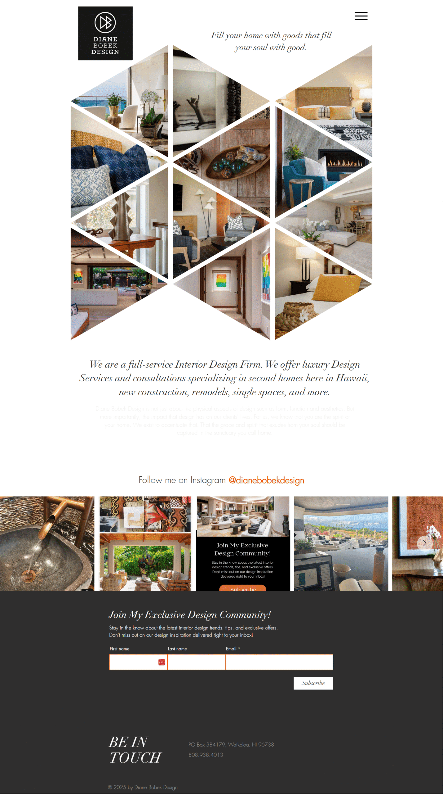 Diane Bobek Design website design