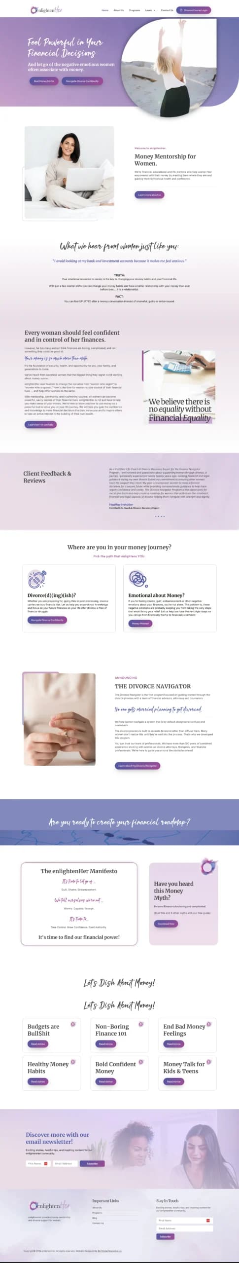 enlightenHer website design
