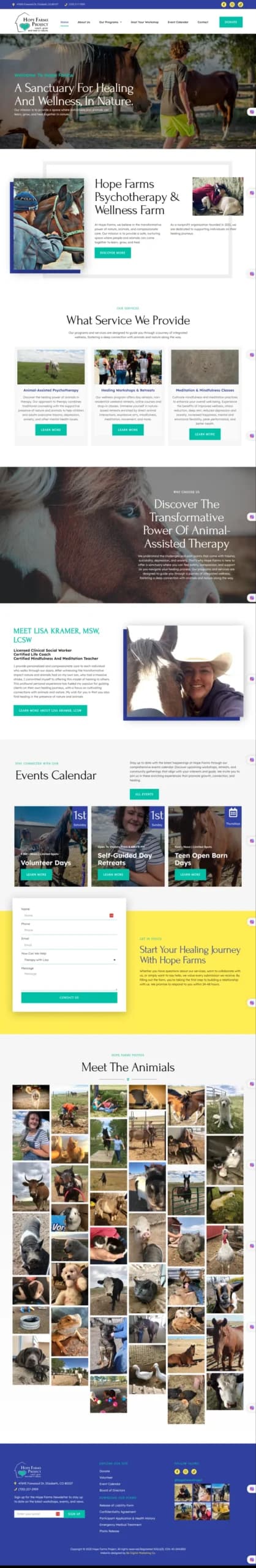 Hope Farms Project website design