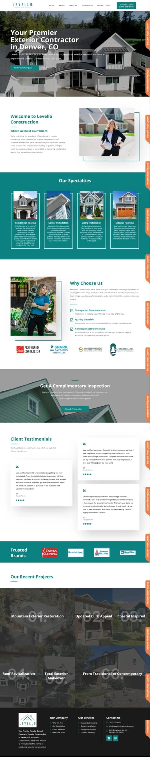 Levello Construction website design