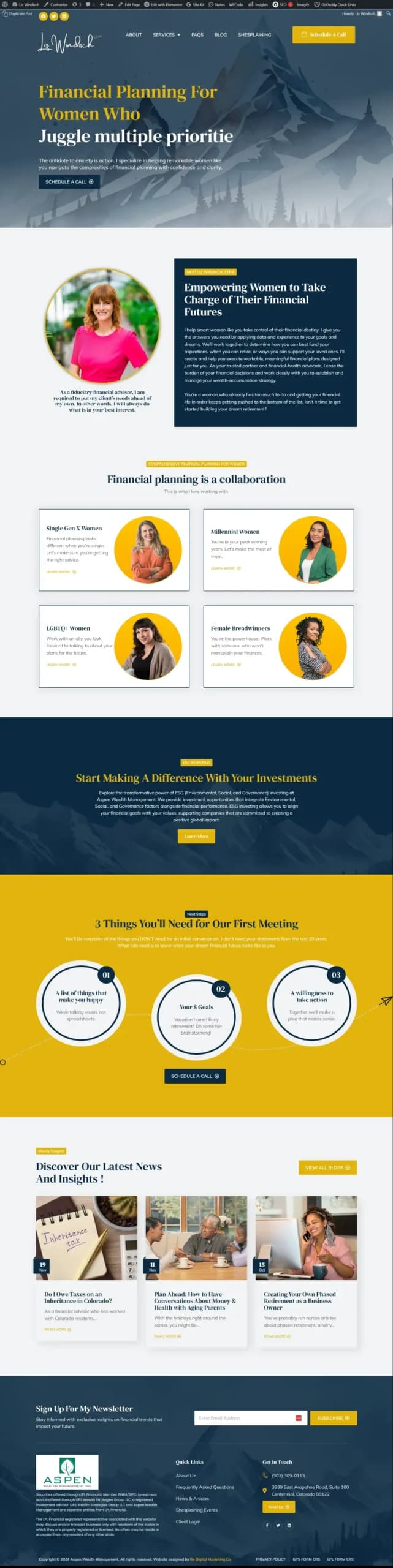 Liz Windish Financial Advisor website design