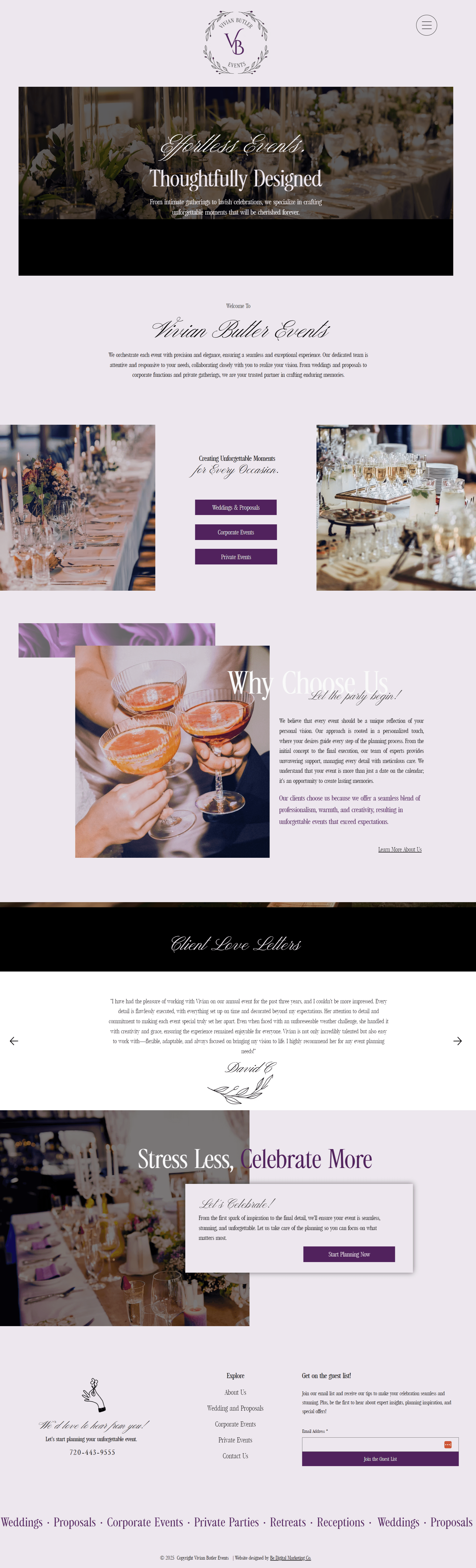 Vivian Butler Events website design