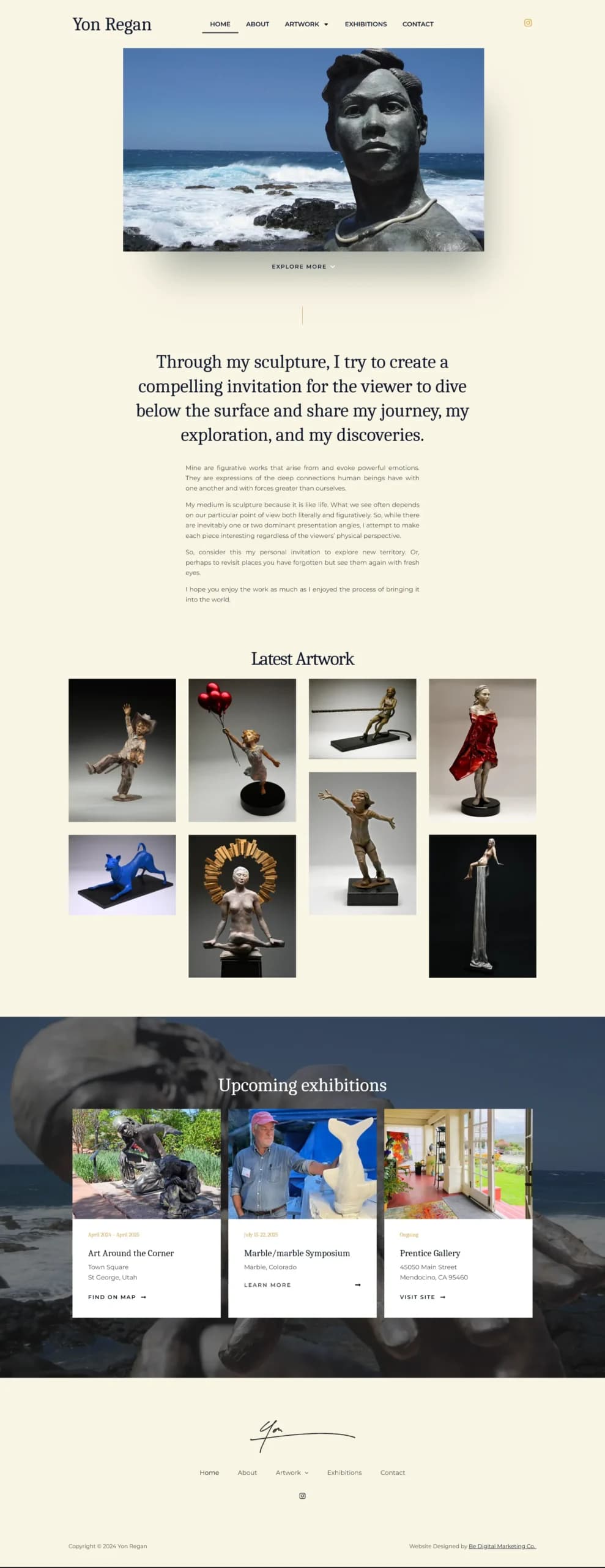 Yon Regan Sculpture website design